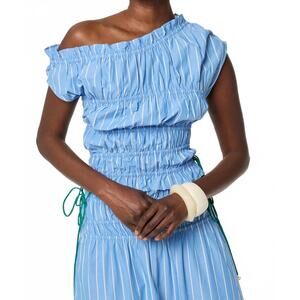 NEW FABIENNE CHAPOT joh ruched asymmetrical top in blue